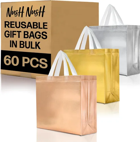Miniatura 44 de Nush Nush - Bolsas de regalo reutilizables azul aguamarina a granel (azul aguamarina - Tamaño mediano - Juego de 30)