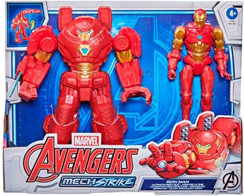 Miniatura 3 de Avengers Marvel Mech Strike - Figura de acción de superhéroe de 8 pulgadas, Ultimate Mech Suit Iron Man, para niños a partir de 4 años, color negro