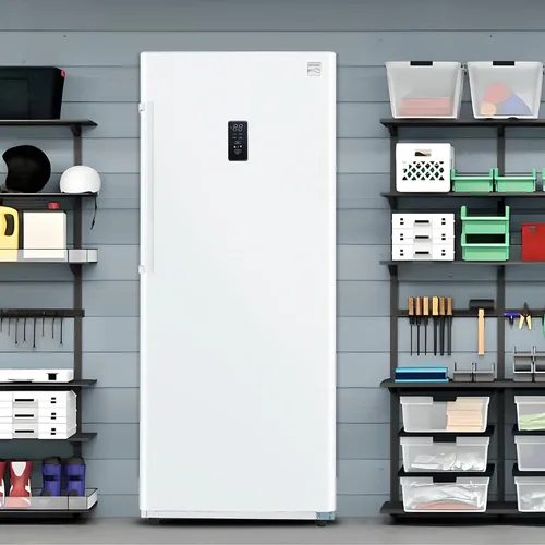 Miniatura 8 de Congelador vertical Kenmore - Refrigerador/congelador convertible, 4 estantes, listo para garaje, almacenamiento de carne, descongelación