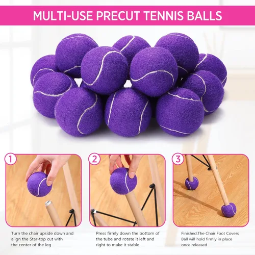 Miniatura 4 de Macarrie 16 pelotas de tenis precortadas para sillas, sillas de pelota de tenis, cubiertas de pies para patas de muebles para aula, protección