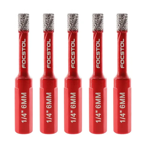 Miniatura 10 de FOCSTOL Broca de núcleo de diamante, 2 piezas de sierra de diamante de 1-1/2 pulgadas (1.496 in) con vástago triangular para azulejos de porcelana