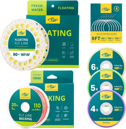 Miniatura 20 de SF Sedal de pesca con mosca con dos bucles soldados, flotante con peso hacia adelante, líneas de mosca WF2 3 4 5 6 7 8 9F multicolor para trucha