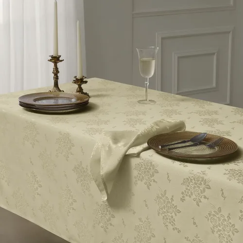 Miniatura 5 de Romanstile Mantel rectangular de jacquard, resistente al agua, elegante, con patrón floral de rosa damasco, mantel decorativo de poliéster lavable