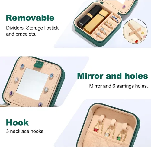 Miniatura 3 de Parima Regalos para novias joyero y organizador de estuches para mujeres, damas de honor y regalos de niña de las flores, letra J, verde