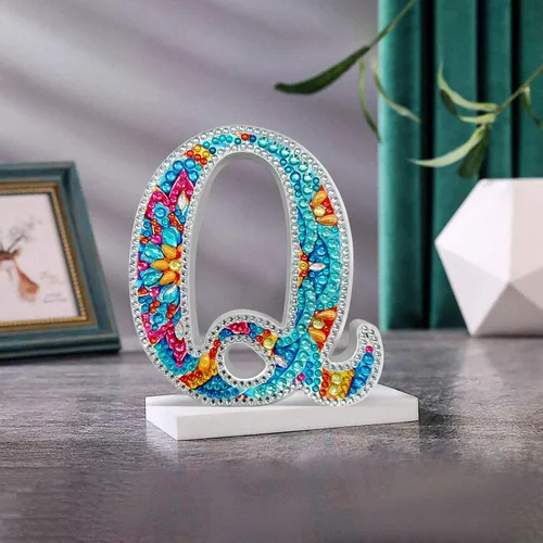Miniatura 8 de YOYA Letras de Artesanía de Madera con Arte de Diamantes 5D de 6 Pulgadas para Decoración de Pared, Kits de Arte de Diamantes de Letras de A