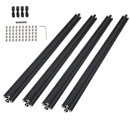 Miniatura 9 de 4 piezas de perfil de extrusión de aluminio de 11.811 in 2020 tipo V extrusión de aluminio estándar europeo anodizado riel lineal con accesorios