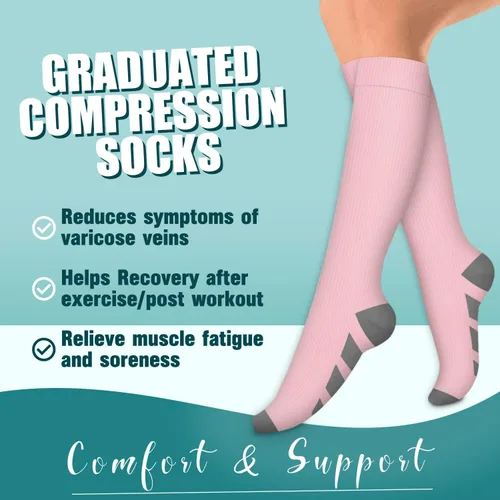 Miniatura 3 de Laite Hebe Calcetines de compresión para mujeres y hombres (6 pares) - Calcetines de apoyo graduados para correr, deportes atléticos