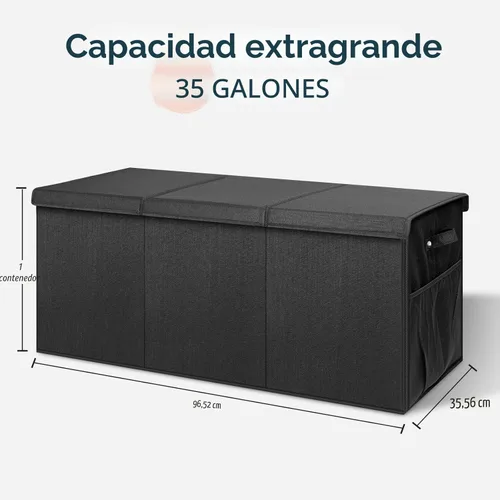 Miniatura 2 de Caja de juguetes extragrande con tapas, organizador de almacenamiento plegable y resistente para niños, cesta grande con divisores para niños y Negro