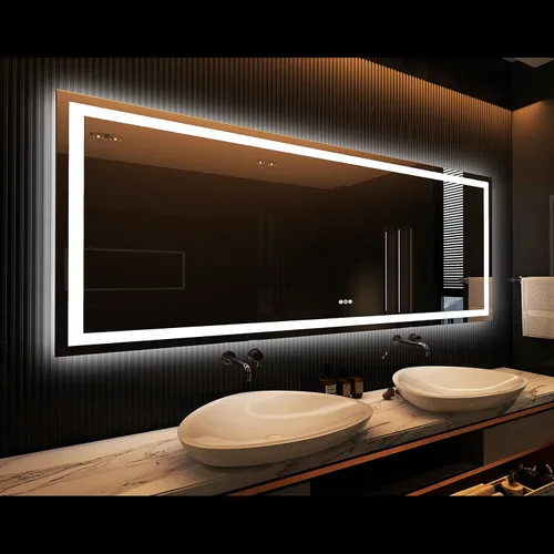 Miniatura 16 de Amorho Espejo de baño LED de 24 x 32 pulgadas con luces, iluminación frontal y retroiluminación, regulable continuamente, antiniebla, vidrio Frente