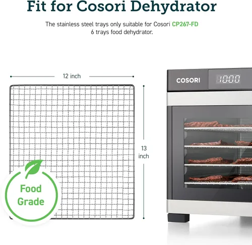 Miniatura 3 de Cosori Accesorios para deshidratador de alimentos, solo para 6 bandejas CP267-FD, sin BPA, C267-2ST, hojas de acero inoxidable, paquete de 2