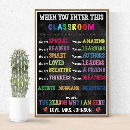 Miniatura 6 de Póster personalizado de reglas del aula, personalizado cuando entras en este aula, póster motivacional positivo inspirador para profesores, CRP001