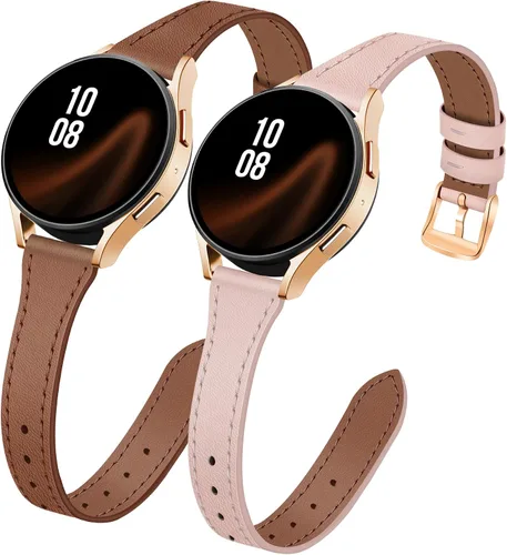 Miniatura 9 de JR.DM Paquete de 2 correas delgadas de cuero para mujer compatibles con Samsung Galaxy Watch 7/6/5/4/Active 2/4 Classic/6 Classic/5 Pro/FE 1.575 in