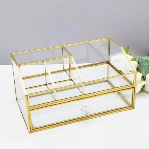 Miniatura 5 de Soporte para brochas de maquillaje de cristal, organizador de brochas de maquillaje, caja de exhibición de joyas, elegante organizador de maquillaje