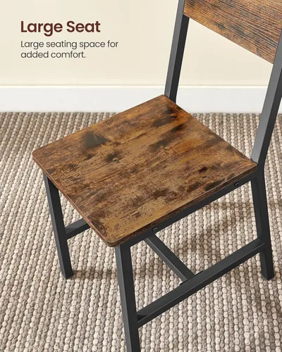 Miniatura 7 de VASAGLE Juego de 2 sillas de comedor, sillas de madera rústica con marco de acero metálico, fácil de montar, asiento cómodo, silla moderna de granja