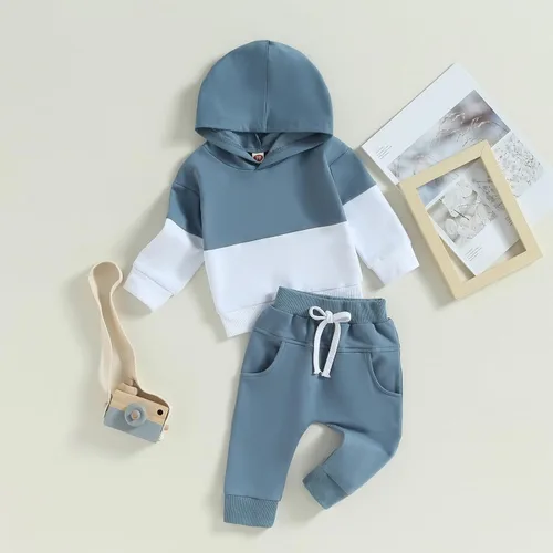Miniatura 81 de Conjunto de ropa de otoño e invierno para bebé y niño, sudadera larga con capucha y pantalones para niños pequeños, 6, 12, 18, 24 meses, 2T
