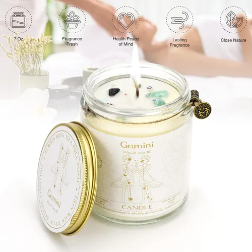 Miniatura 3 de Vela de Tarro del Signo del Zodíaco, Géminis, Aroma a Lavanda