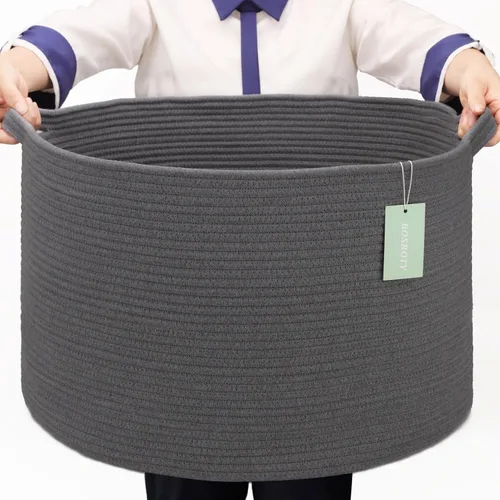Miniatura 11 de Cesta Extra Grande para Mantas 87L, Cesta para Ropa Sucia, Cesta de Guardería para Bebés para Almacenamiento de Juguetes, Ropa y Toallas, Cesta