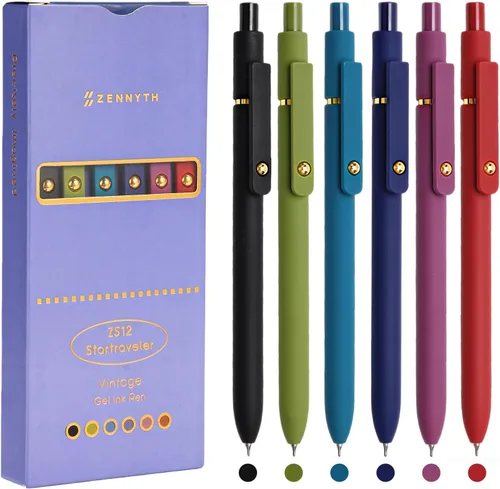 Miniatura 11 de Bolígrafos de gel, juego de 5 bolígrafos de 0.7mm con tinta negra de secado rápido, punta fina y escritura suave, lindos suministros de oficina