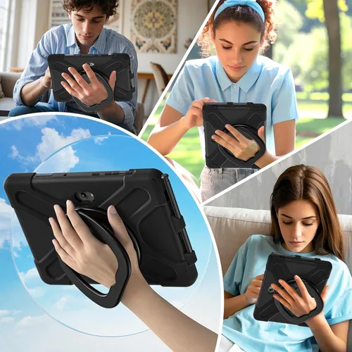 Miniatura 6 de 360 Rotation Case for Galaxy Tab ActivePro/Tab Active4 Pro/Active 5 Pro 10.1" Sturdy Cover Rotate Ring Stand Shoulder Carrying Strap Hand Strap