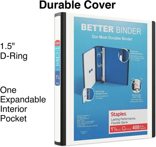 Miniatura 2 de Carpetas Better View de 1-1/2 pulgadas de STAPLES con anillos en D (blanco)