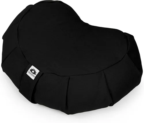Zafu Crescent: Cojín de meditación con relleno de trigo sarraceno y algodón ecológico - 6 colores. Negro
