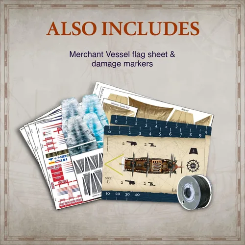 Miniatura 6 de Wargames Delivered - Black Seas The Age of Sail Merchant Buques incluye 2 recipientes de resina y metal - Juego de mesa de acorazado por Warlord