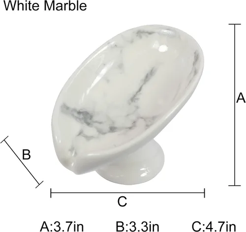 Miniatura 3 de Jabonera autodrenante de cerámica de mármol blanco, soporte de soporte para jabonera, jabonera, jabonera, jabonera, para baño, ducha, mostrador