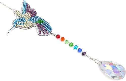 Miniatura 7 de Kit de atrapasoles de pintura de diamante de colibrí 5D para adultos y niños, diamantes de imitación de colibrí de cristal, arte de diamante