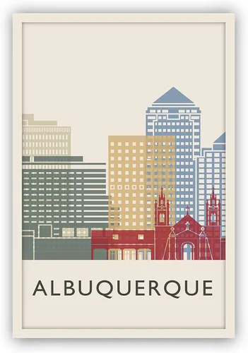 Miniatura 4 de Póster de ilustración de Albuquerque, póster de horizonte de Albuquerque, impresión de paisaje urbano y monumento, ilustración de arte de pared