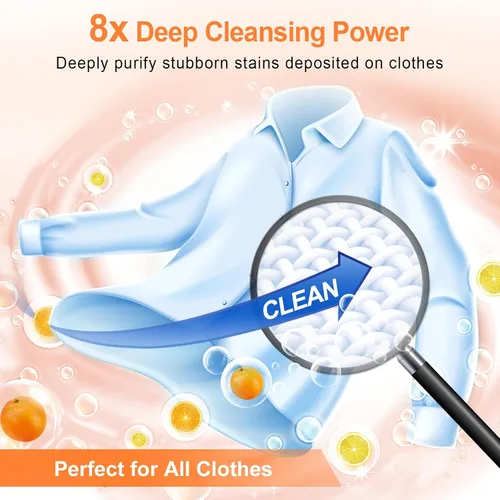 Miniatura 2 de Binbata Hojas de detergente para ropa, 200 cargas, aroma cítrico, hipoalergénicas, ecológicas, biodegradables, sin plástico, sin líquido, aptas
