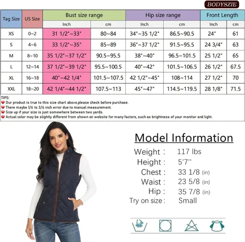 Miniatura 6 de Dilgul Chaleco acolchado para mujer, cuello alto, con cremallera, acolchado ligero y moderno