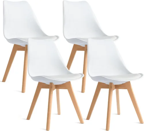Miniatura 14 de Juego de 8 sillas de comedor, modernas sillas de comedor tapizadas con asiento acolchado de piel sintética, sillas de cocina sin brazos con respaldo