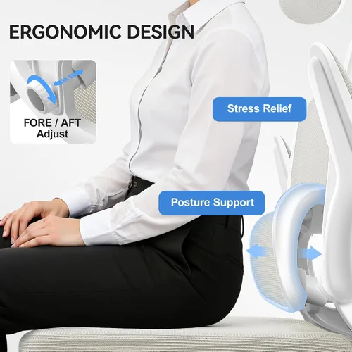 Miniatura 4 de ALLGOD Silla de oficina ergonómica, silla de escritorio de malla con soporte lumbar, silla de oficina en casa con respaldo alto con reposacabezas