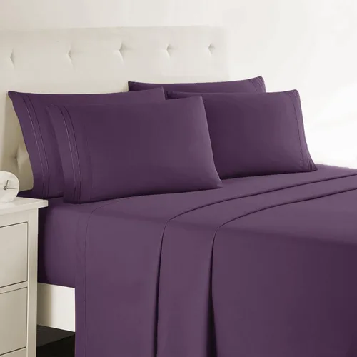 Miniatura 12 de Clara Clark - Juego de sábanas King con Flex Top, 6 piezas - Sábanas de lujo para cama King con cabeza dividida, juego de cama súper suave, King