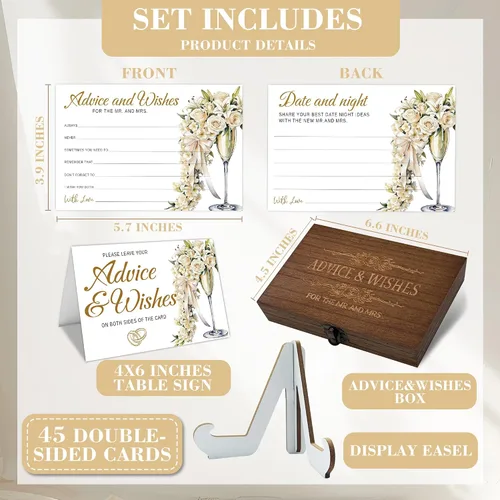 Miniatura 2 de Consejos y deseos para el señor y la señora - Tarjetas de consejos de boda de champán para decoraciones de despedida de soltera, buenos deseos