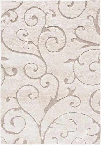 Miniatura 3 de SAFAVIEH Florida Shag Collection - Alfombra de área de 6 x 9 pies, color crema y beige, diseño de volutas, no desprende pelusa y fácil de limpiar