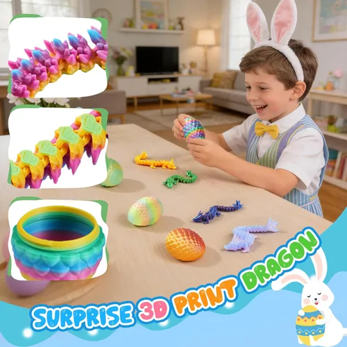 Miniatura 2 de Rapean Huevos de dragón impresos en 3D, huevo de dragón de cristal misterioso para rellenos de cestas de Pascua y esenciales, juguetes y decoración