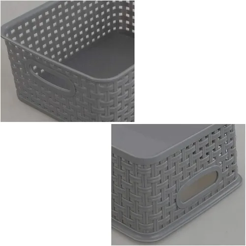 Miniatura 6 de Pekky Cestas de almacenamiento de plástico gris, cestas de organización de aula, 6 paquetes