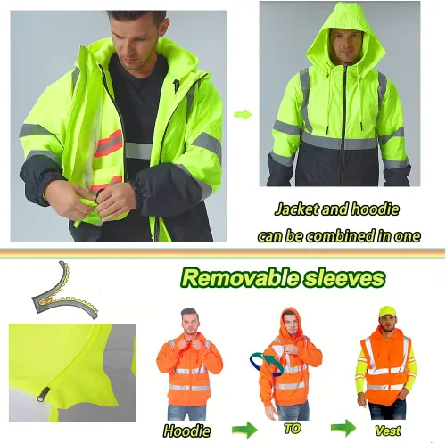 Miniatura 2 de Chaqueta reflectante de seguridad de alta visibilidad para hombres Hi Vis chaquetas de construcción Amarillo