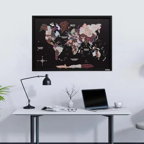 Miniatura 8 de Enjoy The Wood Mapa del mundo de madera a bordo con retroiluminación LED 2.0 - Mapas del mundo hechos a mano para pared con marco - Mapa de viaje