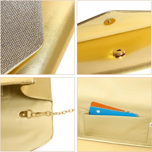 Miniatura 8 de Bolso de mano brillante para mujer, bolso de noche con cristales de estrás, bolso de noche con purpurina brillante para mujer, boda, fiesta, baile