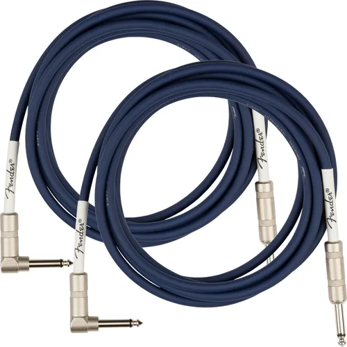 Miniatura 24 de Fender Cable de instrumentos de lujo de 10 pies, ángulo recto, tweed negro, paquete de 2