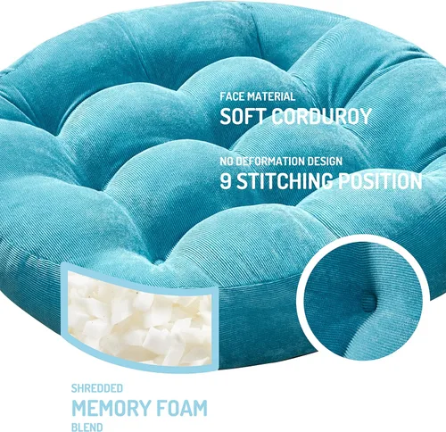 Miniatura 93 de Juego de 2 almohadas de suelo de meditación, almohadas cuadradas grandes para adultos, cojín de pana copetuda para sala de estar de tatami, gris, 22