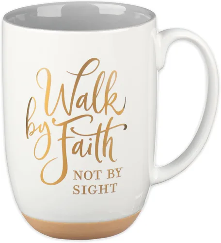 Christian Art Gifts Taza de café de cerámica con base de arcilla blanca, 15 onzas, sin plomo ni cadmio, taza de café y té para hombres y mujeres con