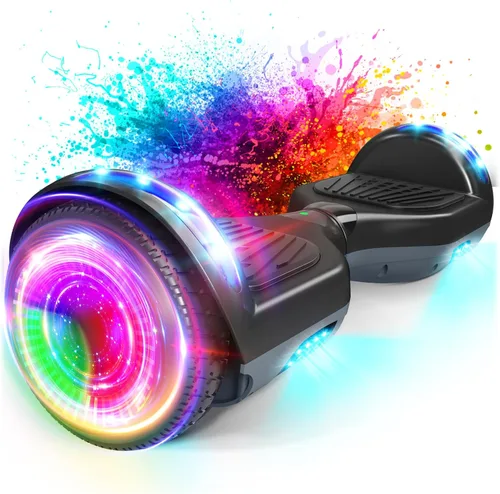 SISIGAD Scooter, 6.5" Flash Wheels & Corlorful LED Lights, All for Girls Boys Kids Ages 6+ J-Gris Negro