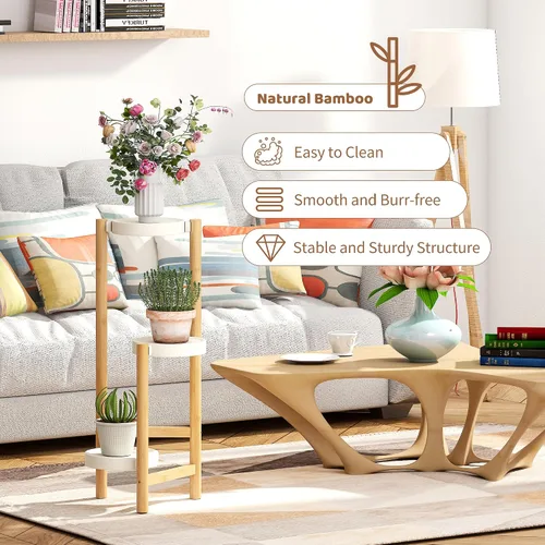 Miniatura 4 de Soporte para plantas de interior y exterior, 3 niveles, 3 macetas, soporte para flores, escalera, soporte para plantas, para balcón, ventana, sala