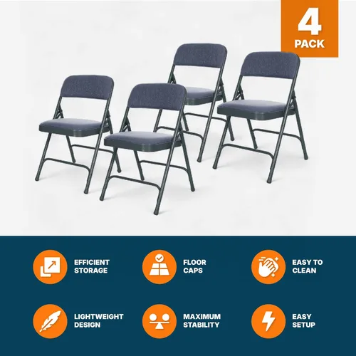 Miniatura 7 de OEF Furnishings Serie OEF2200 - Sillas plegables de doble bisagra acolchadas de tela de alta calidad para servicio pesado