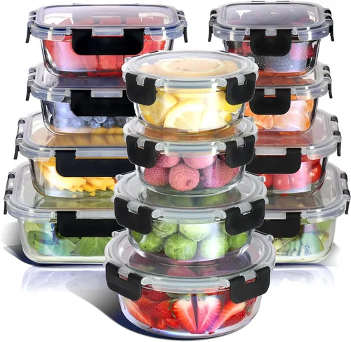 Nestlé 24 piezas (12 contenedores herméticos aptos para congelador, 12 tapas), contenedores de almacenamiento para despensa y cocina, contenedores
