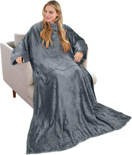 Miniatura 13 de Solaris Manta Vestible de Viaje con Mangas, 2 en 1, Manta de Almohada de Avión Plegable para Adultos, Mujeres y Hombres, Manta Corporal Suave