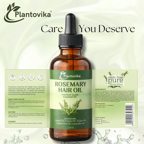 Miniatura 8 de Aceite de romero para el crecimiento del cabello – Aceite de crecimiento del cabello con jojoba, ricino, argán, menta y lavanda Tratamiento